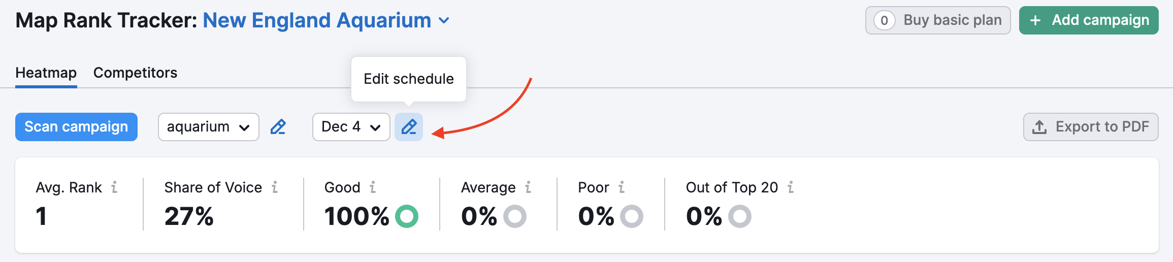 Click the Pencil button next to the scan date to open the menu.